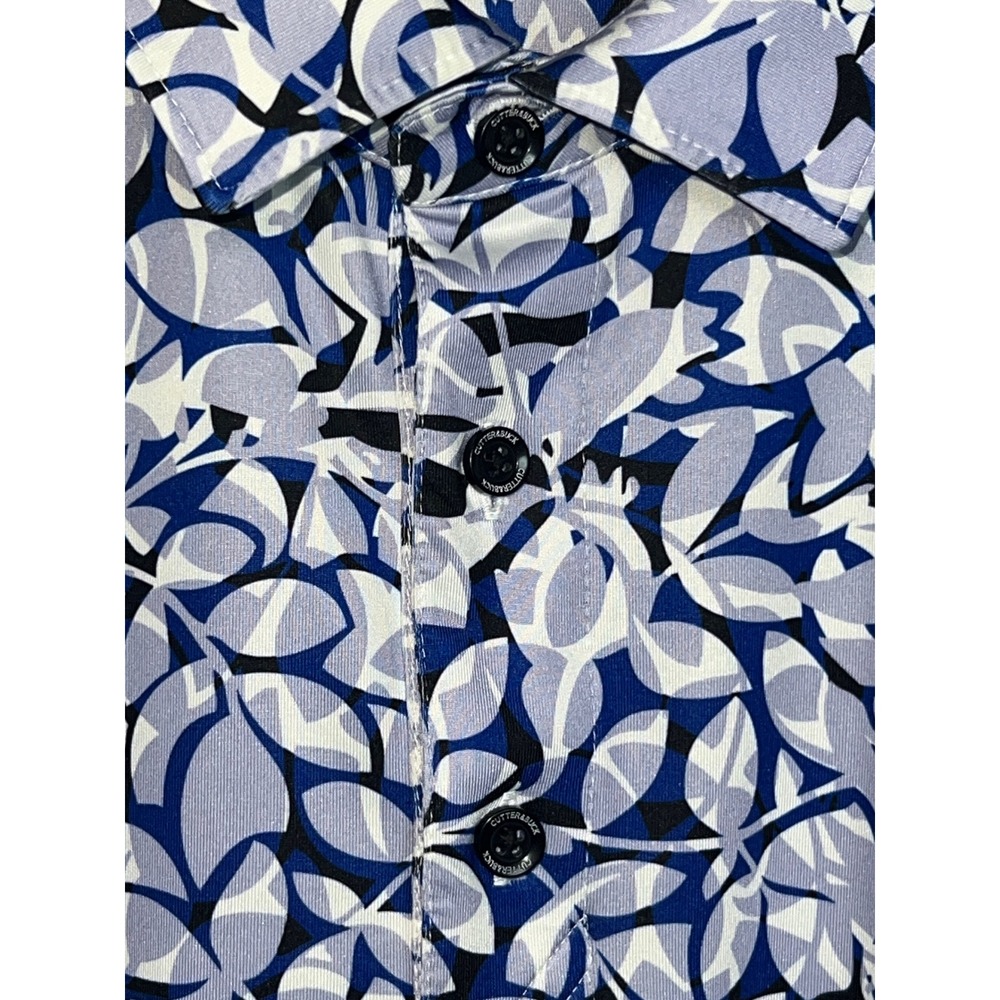 Cutter & Buck Golf Polo Mens XXL Blue Abstract Leaf Print Tapawingo National GC - Picture 4 of 13